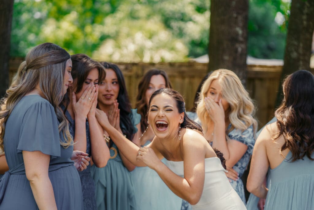 Something Blue Crew doing a first look with the bride at a Charleston SC wedding