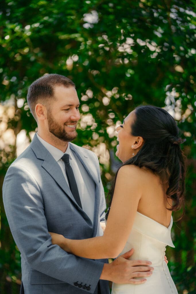 Bride and Groom Embrace