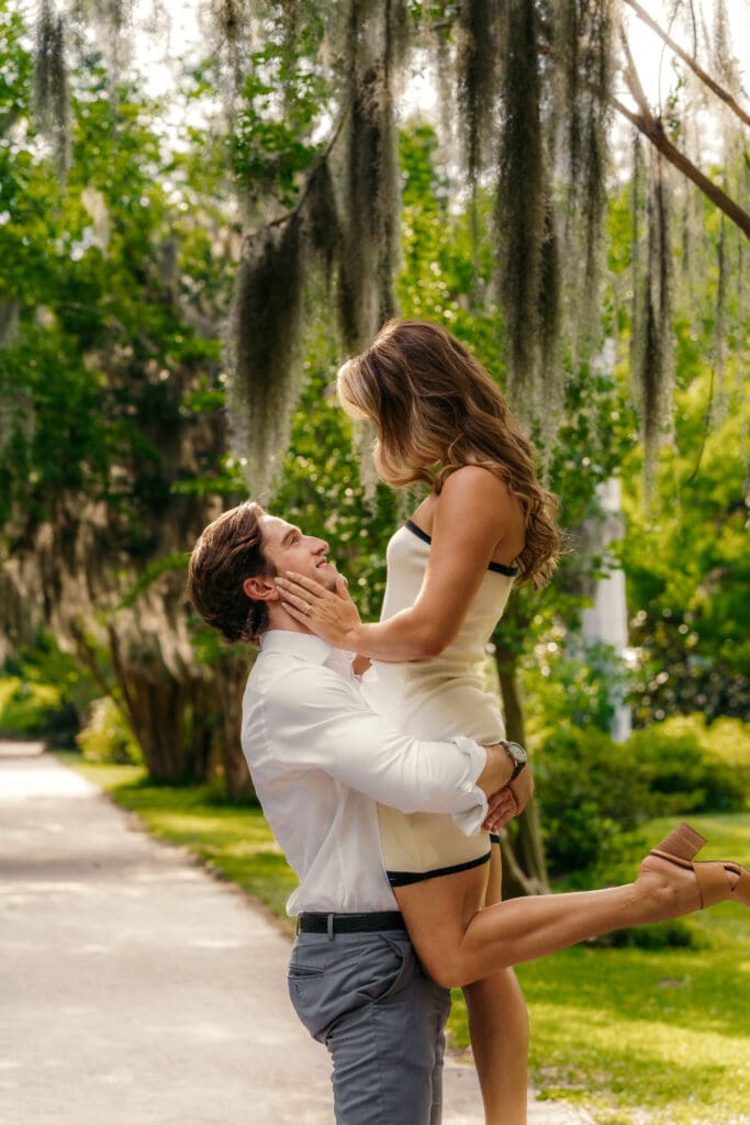 Couple during engagement session 