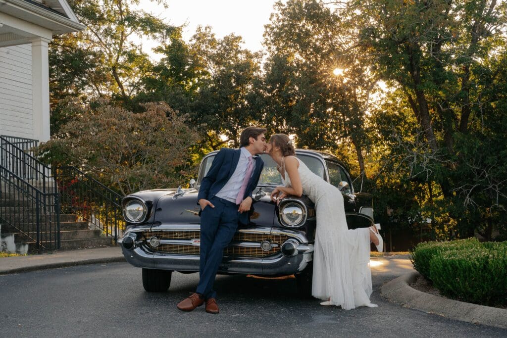 Wedding photographer taking photos of newlyweds in Nashville