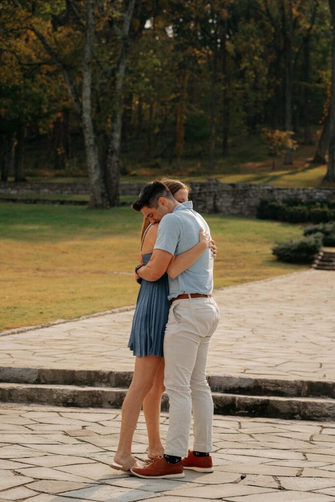 Emotional reaction to a proposal at Percy Warner Park in Nashville